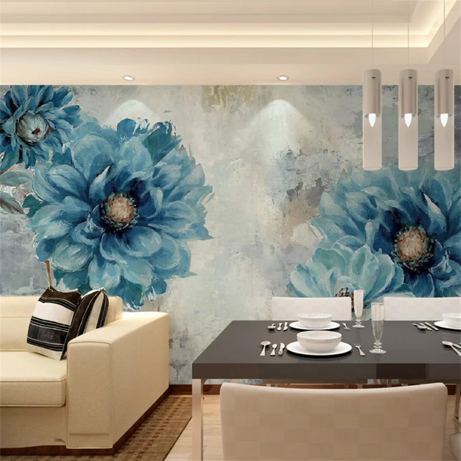 

Customized Wallpaper 3D American Retro Flower Mural Bedroom Living Room Wall papers Warm Korean Background Wall Home Decoration