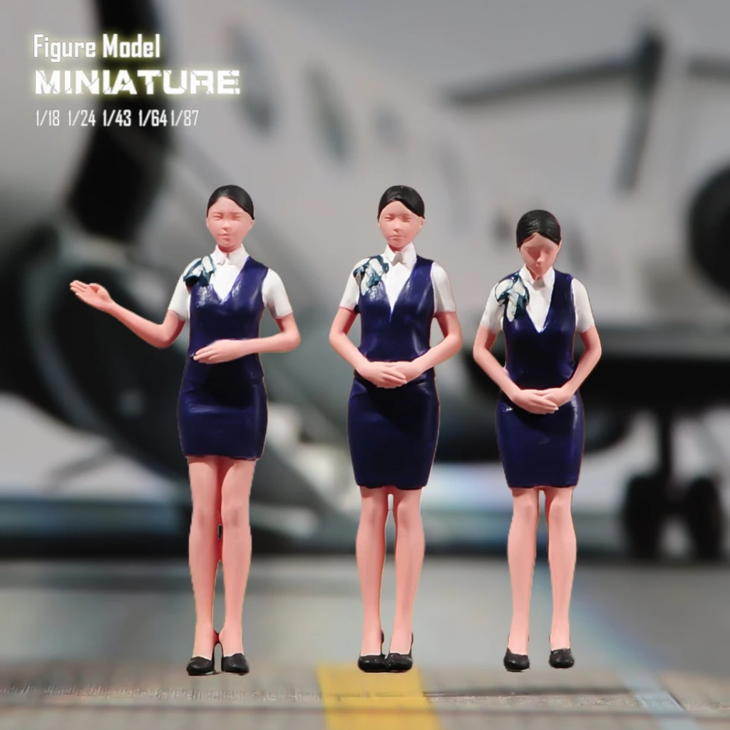 Miniature Model1/18 1/24 1/43 1/64 1/87Flight Attendants For Civil Aviation Aircraft Services Painted Figure Toy View Decoration