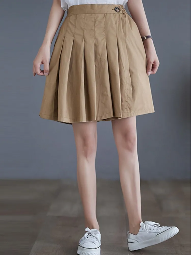 Women Casual Shorts Skirts New Arrival 2023 Summer Korean Style Solid Color Pleated High Waist Female Short Pants B2867