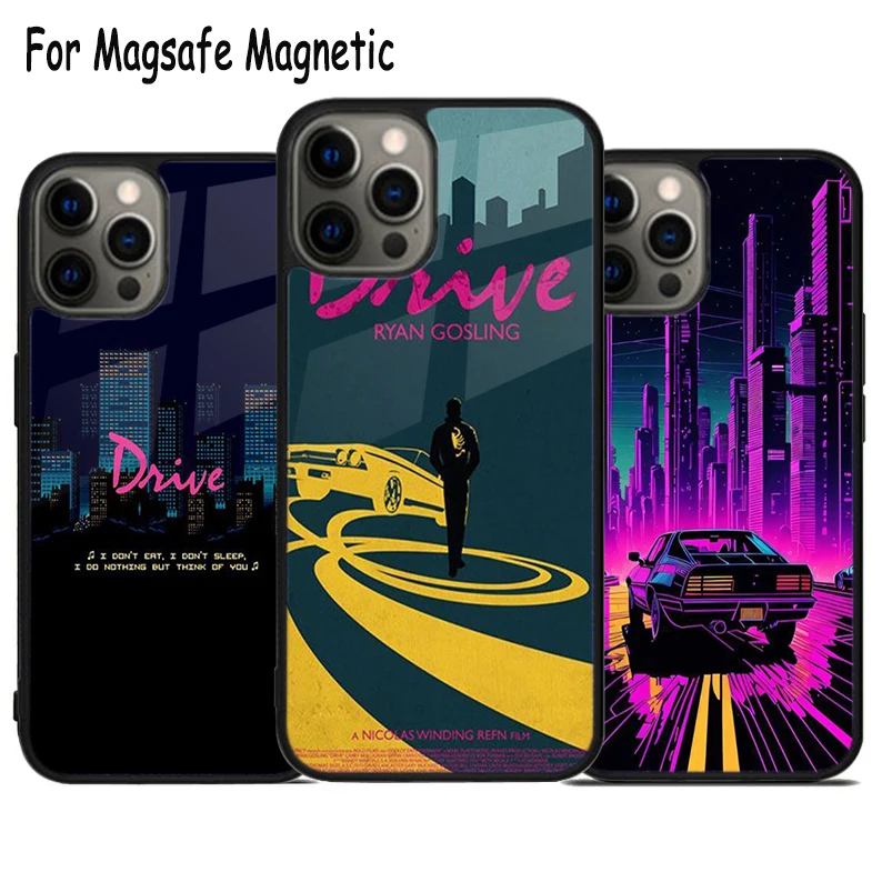 

American Drive Movie Wireless Charge Magsafe Phone Case For iPhone 15 16 14 13 11 12 Pro Max Plus Magnetic Bumper Cover