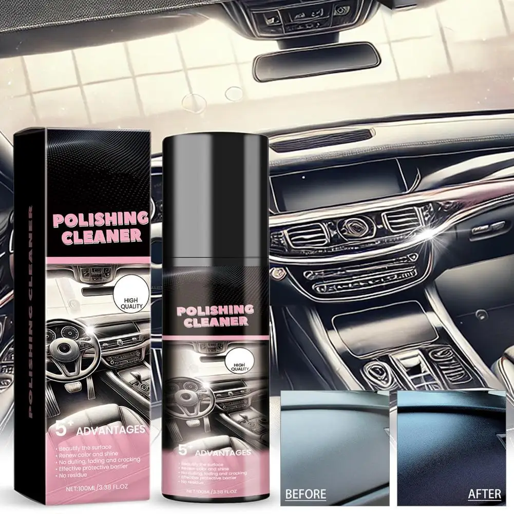 100ml Car Interior Detailer & Cleaner, Polishing Polish for Multi-Surface Use, Enhances Vehicle Interior Shine, Restores Luster