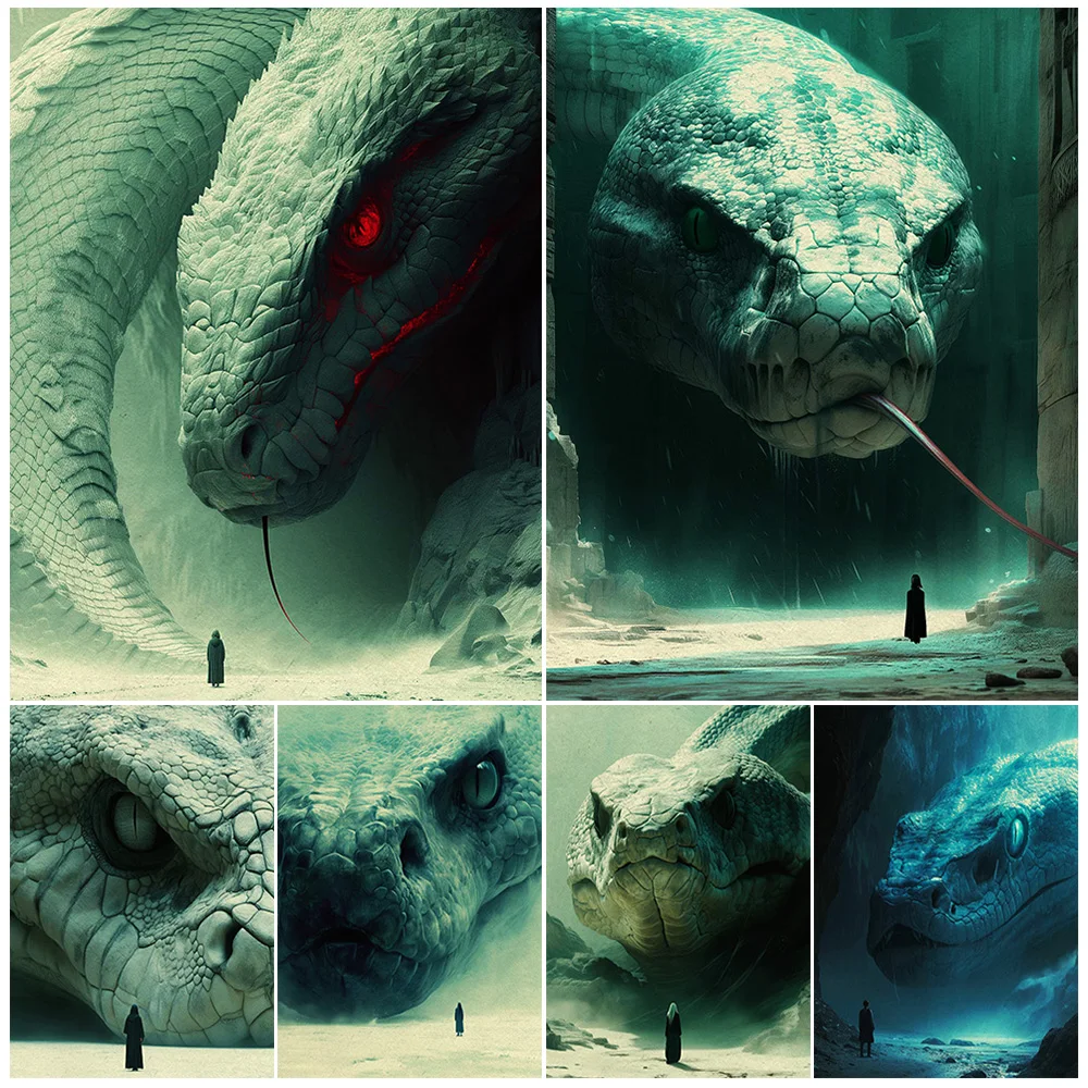 مجردة البرية بيثون ماجيك خرافة الملصقات جدار صور لغرفة المعيشة السحرية ملصق جدار الفن قماش اللوحة غير المؤطرة #1