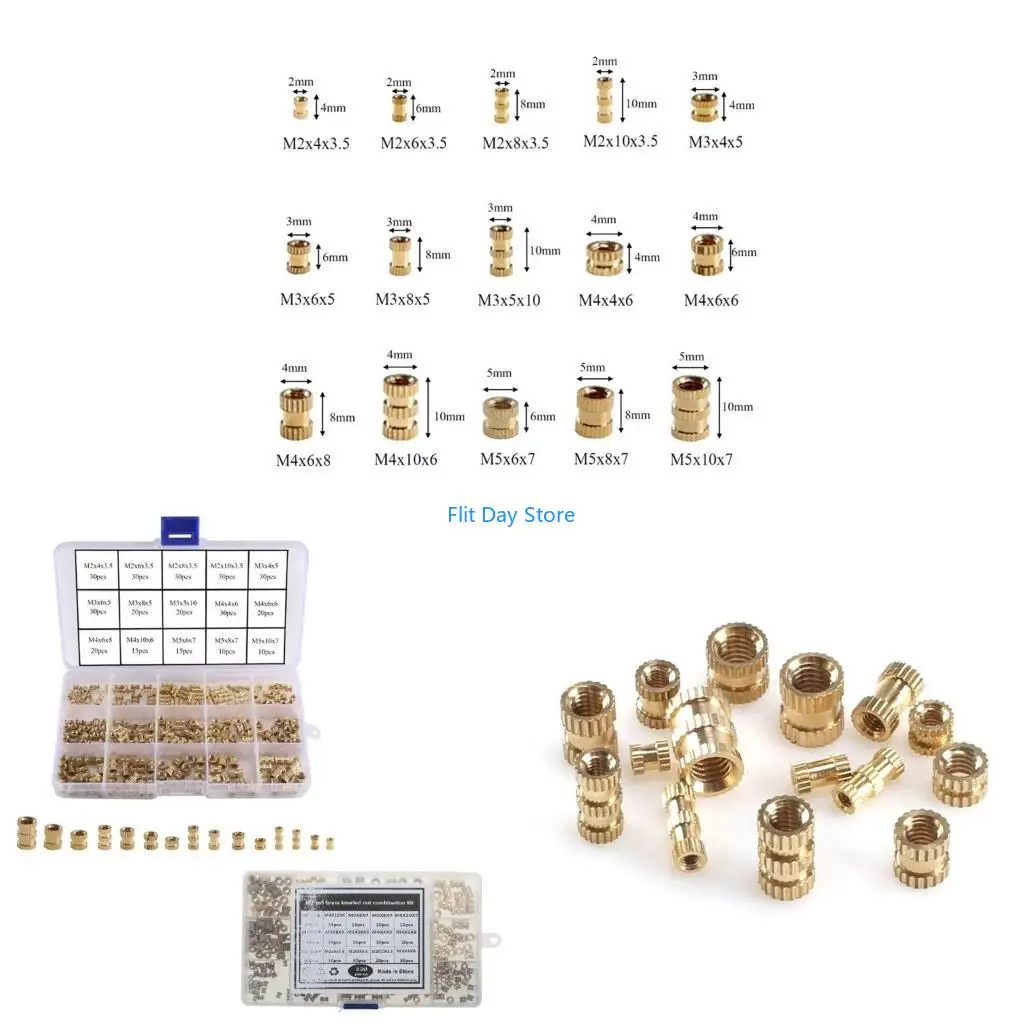 F92C Brass Threaded Insert Round Injection Moulding Knurled Assortment