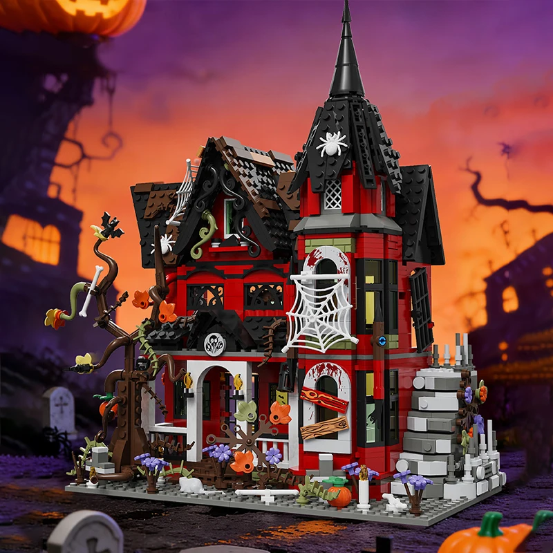 1249-teiliges MOC Geisterhaus-Bausteinset Horror Gruselige Bausteine DIY Puzzle-Spielzeug für Erwachsene Geschenke Raumdekoration