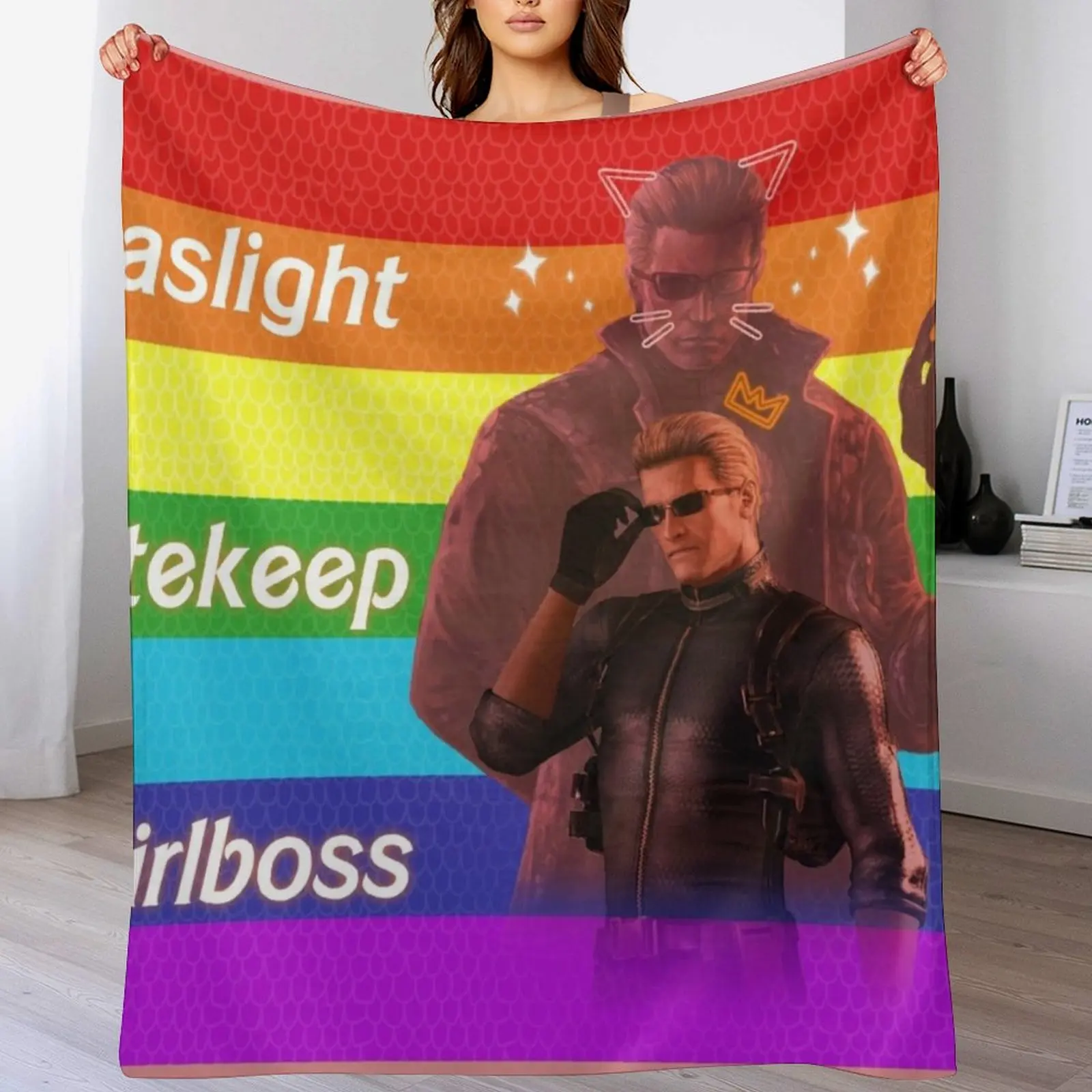 

Rainbow Wesker Throw Blanket Luxury Designer Plaid on the sofa Designers Stuffeds Blankets