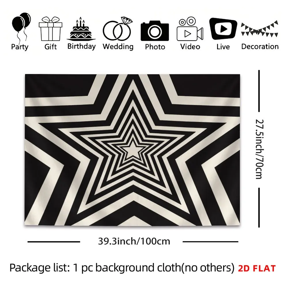 Large Abstract Black White Geometric Starburst Tapestry Wall Hanging Boho Chic Modern Op Art Canvas Decor Living Room Bedroom Ae
