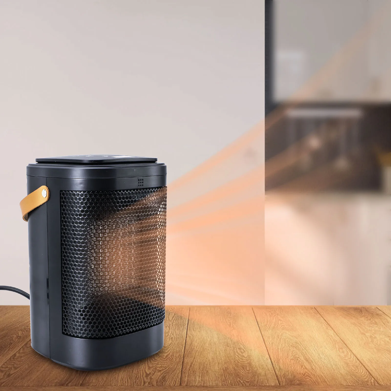 

Desk Heater 1500W 5s Fast Heating 70° Oscillating 1‑12h Timer Remote Control Tip Over Prevention Space Heater for Bedroom