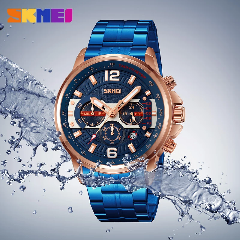 

SKMEI Fashion Three-Eye Six-Hand Luminous Watch, Men's Business Casual Wristwatch