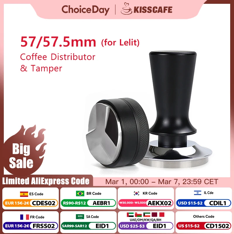 

Coffee Tamper 57mm 57.5mm Constant Pressure 30 Lbs Powder Hammer For Lelit Anna Barista Espresso Macker Accessories Corner Tool