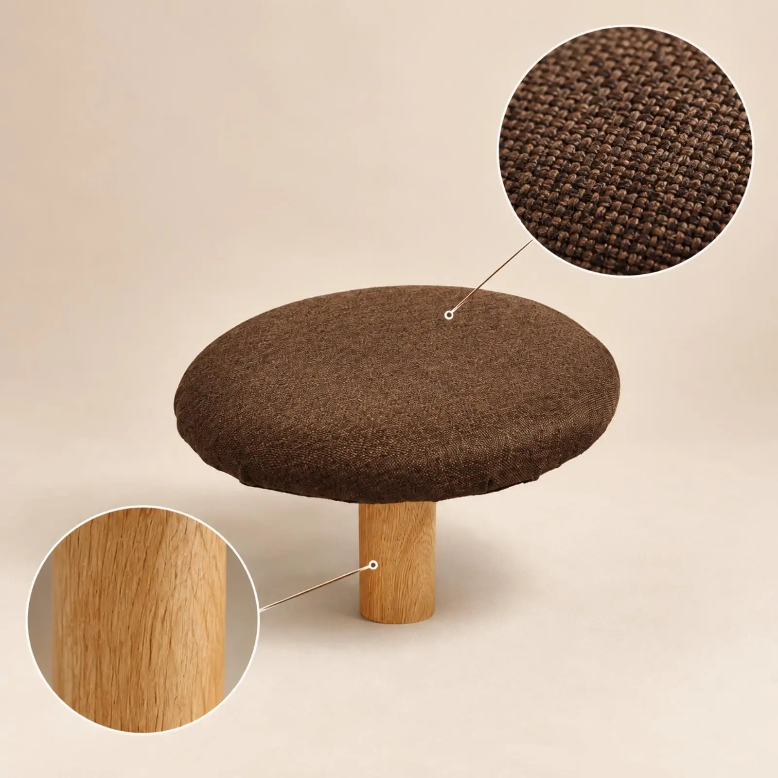 Meditation Kneeling Stool with Soft Padded for seat Single Wood Leg for Prayer Reading Yoga Home Decor Piece