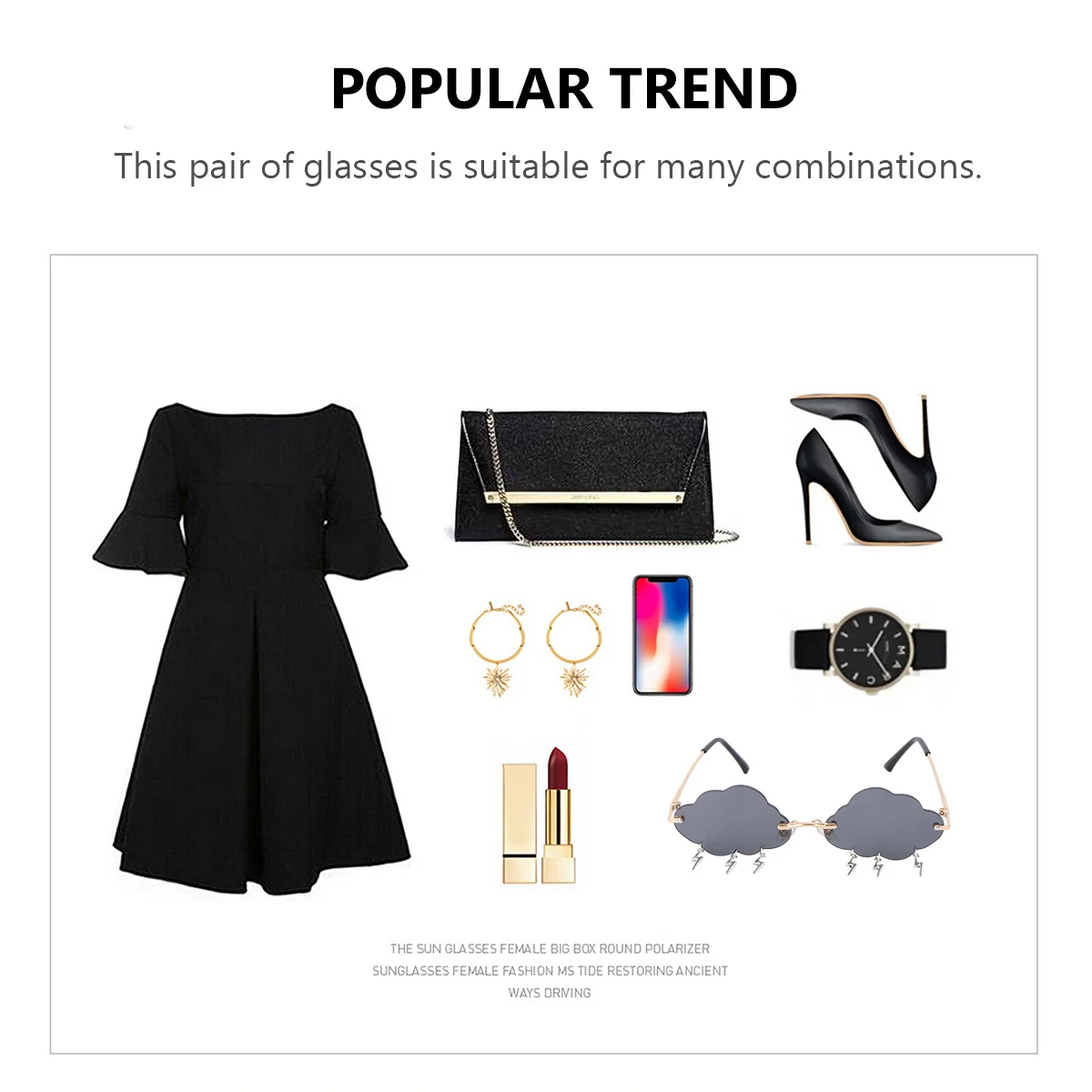 

1Pair Sunglasses Unique Cloud Shaped Rimless Stylish Glasses Fashion Party Accessories Streetwear Party Cloud Glasses