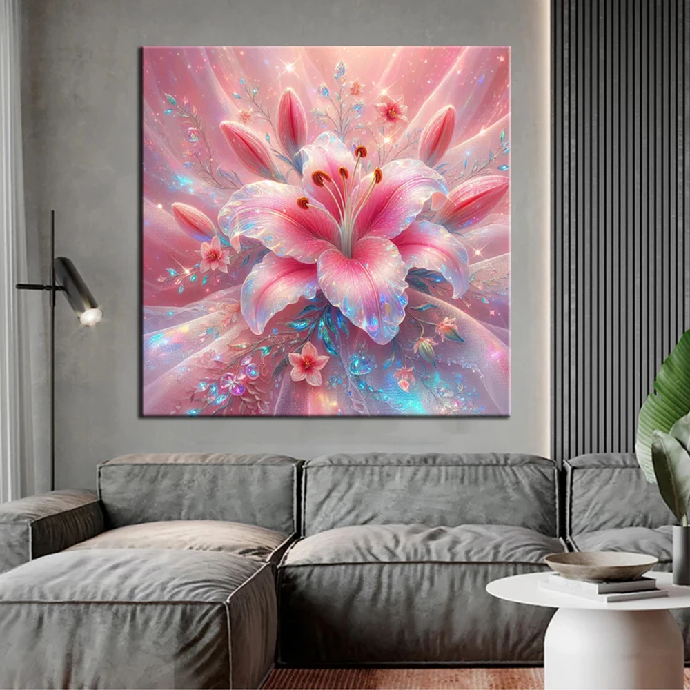 2024 New Diamond Painting Fantasy Pink Lily Full Diamond Mosaic Art flower Embroidery Cross Stitch Pictures for Home Decoration