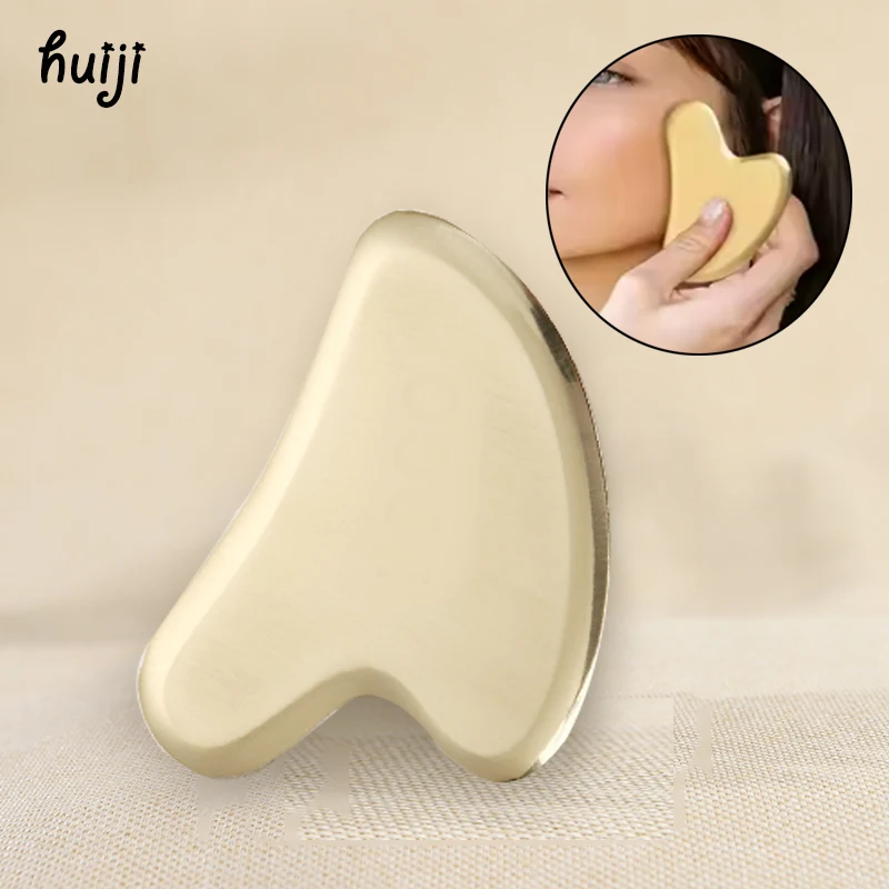 Free custom logo Gua Sha Facial Tool Copper Heart-Shape GuaSha Massage Tool Natural Universal Facial Gold Metal Gua Sha Board