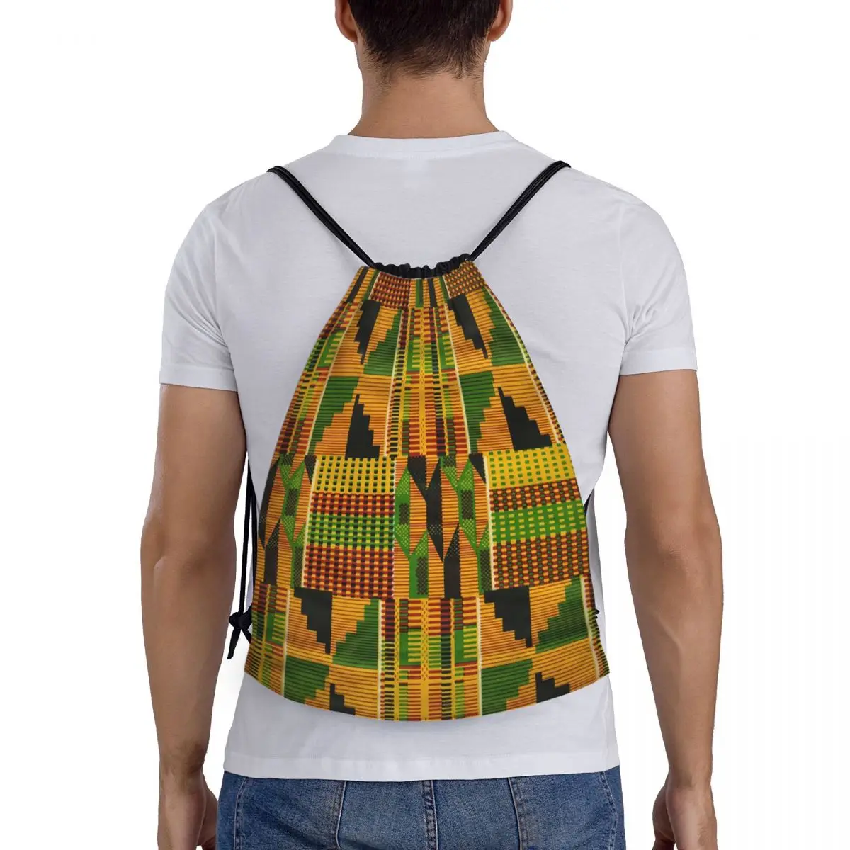 Custom African Kente Cloth Design Drawstring Backpack Bags Men Women Lightweight Ankara Gym Sports Sackpack Sacks for Yoga