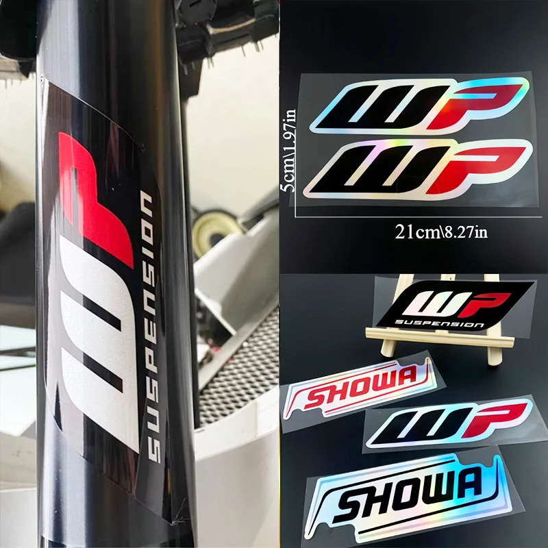2 pegatinas de vinilo con logotipo genial para horquilla delantera de motocicleta Showa WP, decoración para amortiguador de motocross