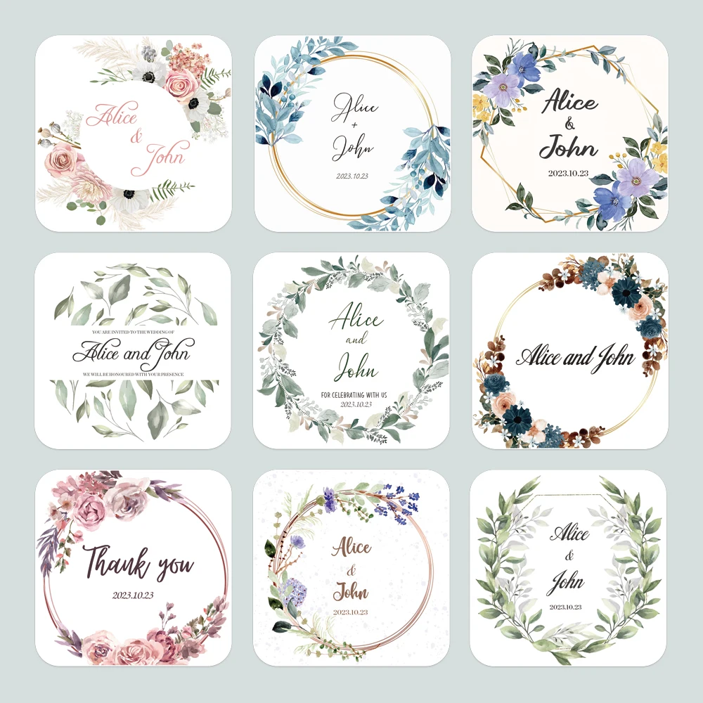 Personalized Custom Wedding Sticker Square Custom Text Label Thank You Bride Gifts Party Sticker Favors Wedding Decoration