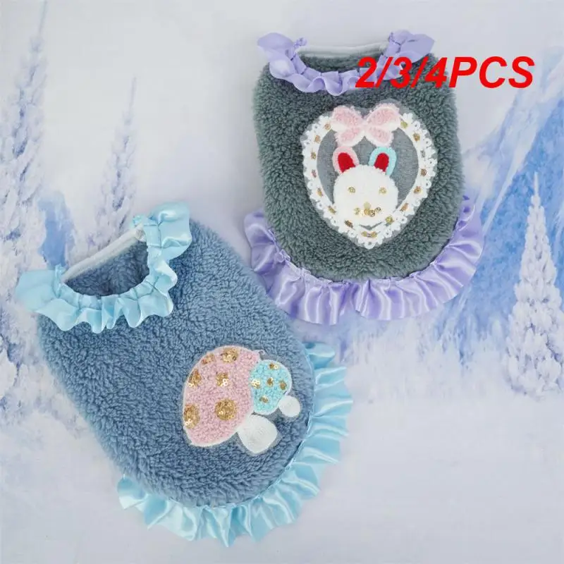 2/3/4PCS Pet Clothes Lovely Design Thick And Fluffy Comfortable Convenient Dog Clothes Autumn And Winter Pet Clothes