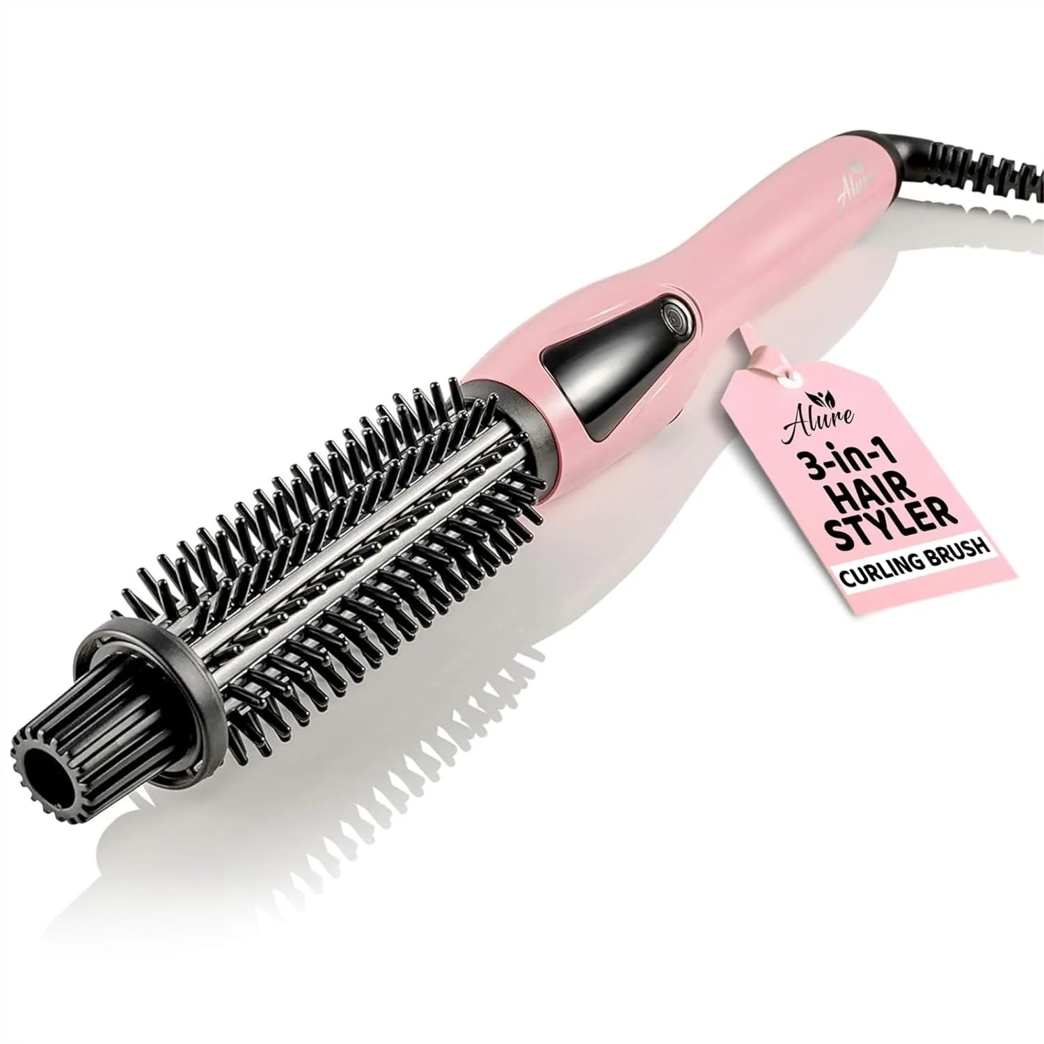 

Heated Styling Brush 3-in-1 Ionic Hair Curler Straightener with Anti-Scald Nylon Bristles, Electric Curl Wand for All Hair