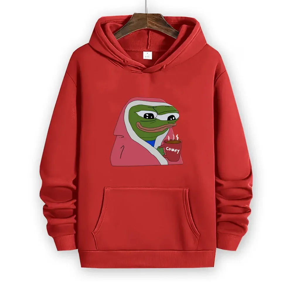 بيبي الضفدع التفكير المرأة هوديي الأساسية كنزة قطيفة لينة مقنعين البلوز مع جيوب البلوز Harajuku أنيمي هوديي #5