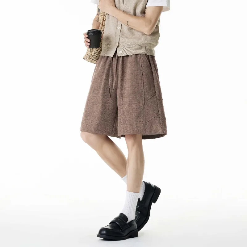 Men Casual Shorts Jorts Summer Linen Blend Relaxed Fit Side Seam Split Style Lightweight