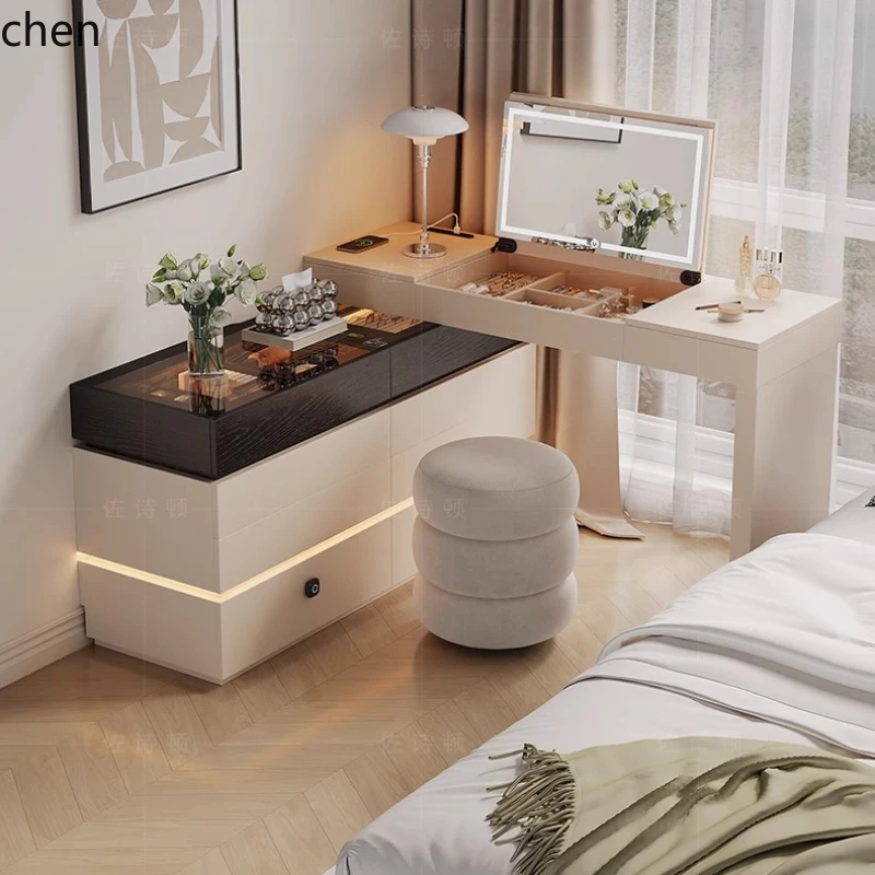 

HXL Cream Wind Corner Dresser Desk Integrated Bedroom Makeup Bedside Table