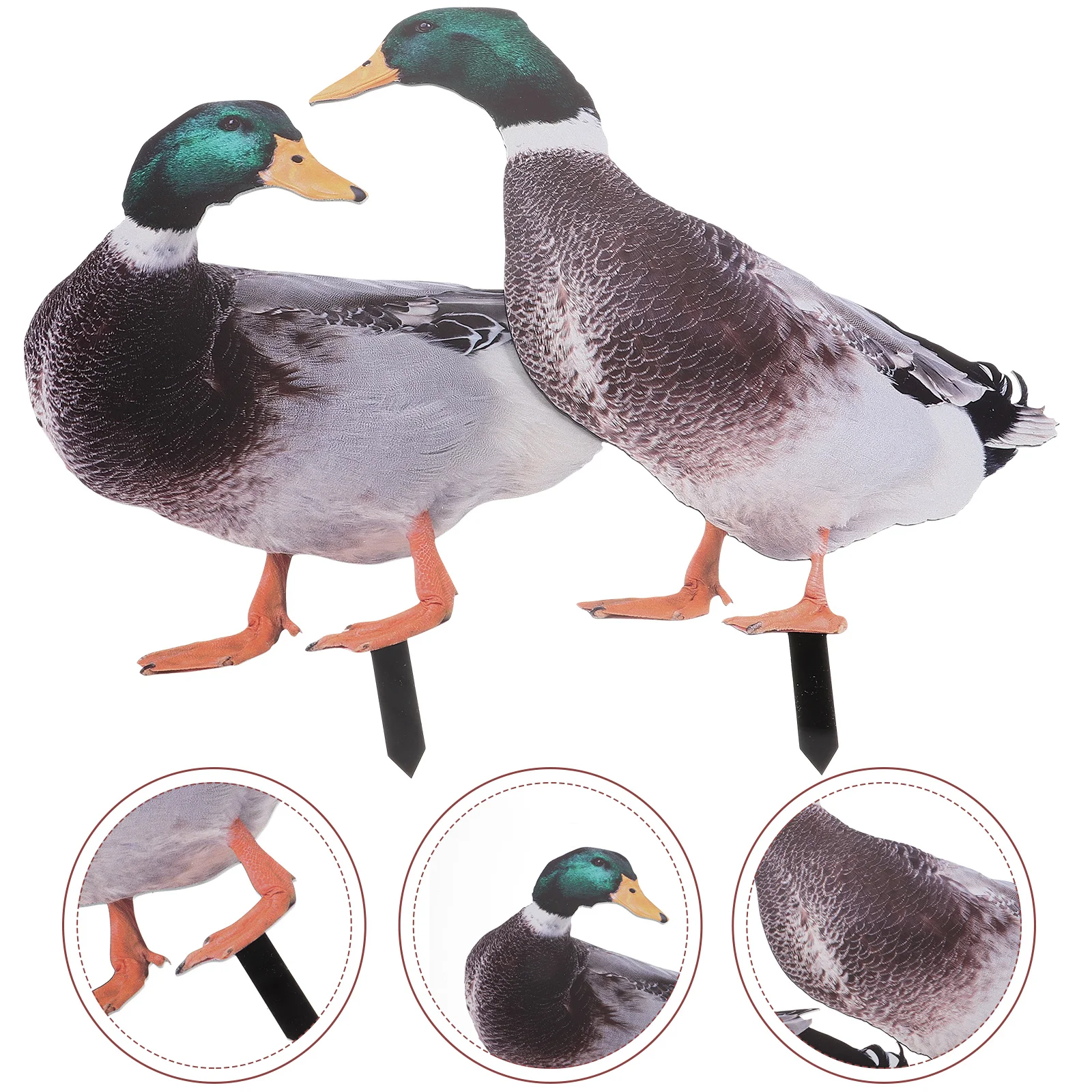 

2 Pcs Garden Duck Decoration Backyard Holiday Sculpture Metal Practical Statue Decorative Acrylic Model for