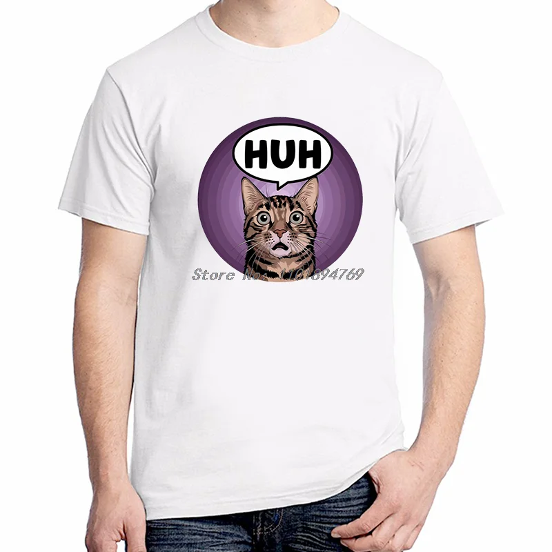 

Huh Cat Meme Funny Graphic T Shirts Fashion Tees Tops Cotton New Shirts And T-Shirts Unisex Summer Streetwear Print T Shirt
