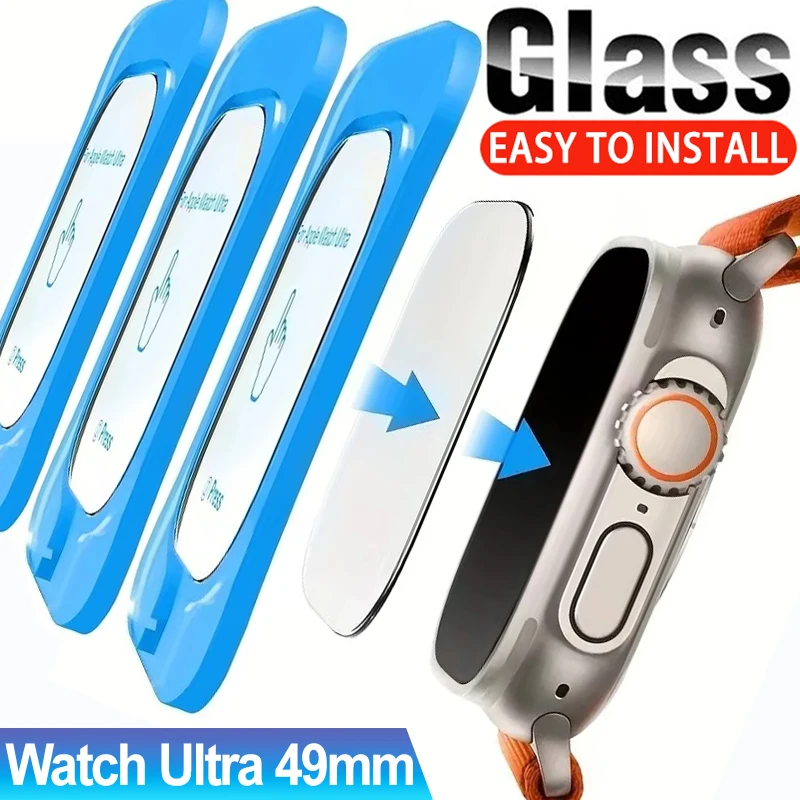 

3-1 шт. легко устанавливаемые пленки из закаленного стекла для Apple Watch Ultra 3, 49 мм, защитные пленки для экрана от царапин для IWatch Ultra2 1
