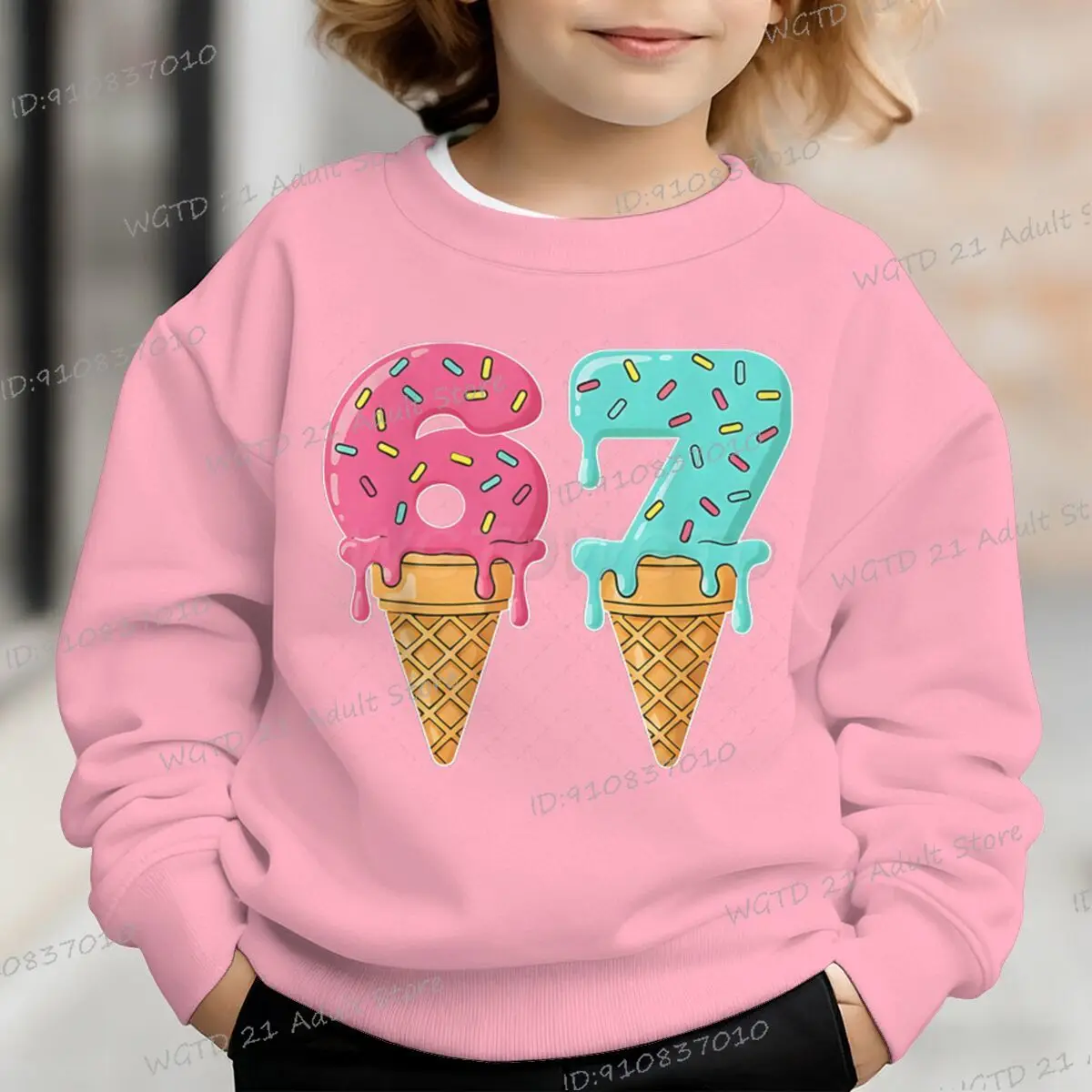 جديد ستة سبعة الآيس كريم الاطفال البلوز 67 عدد طباعة موضة Crewneck ملابس رياضية النساء الرجال عادية ربط رمز البلوز #1