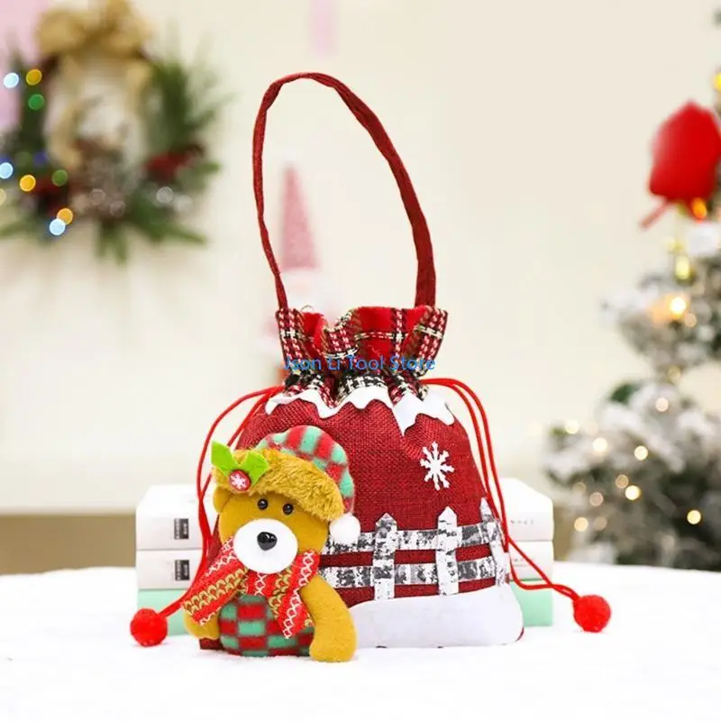 Y08D Bolsas dulces Navidad con dibujos animados Navidad Bear elk Santa Santa Snowman Regalos regalos
