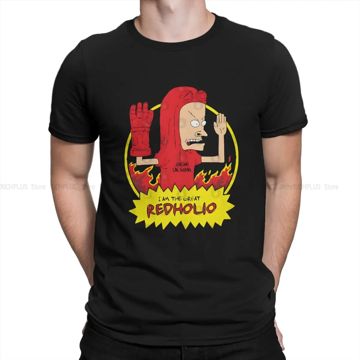 Beavis and Butt-Head Creative TShirt for Men Animal The Great Redholio On Rama Round Collar Polyester T Shirt Gifts Streetwear