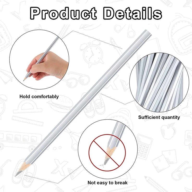 Top-48 Packs Silver Hex Pencil Metallic Construction Pencils Welding Supplies And Accessories Construction Marking Tools