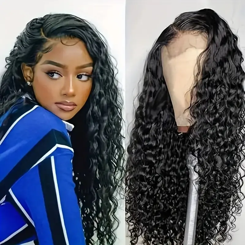 Rosabeauty 250% Density HD 13X6 Transparent Deep Water Wave curly Lace Frontal Wigs 30 40 Inch 13X4 Front Human Hair Wig