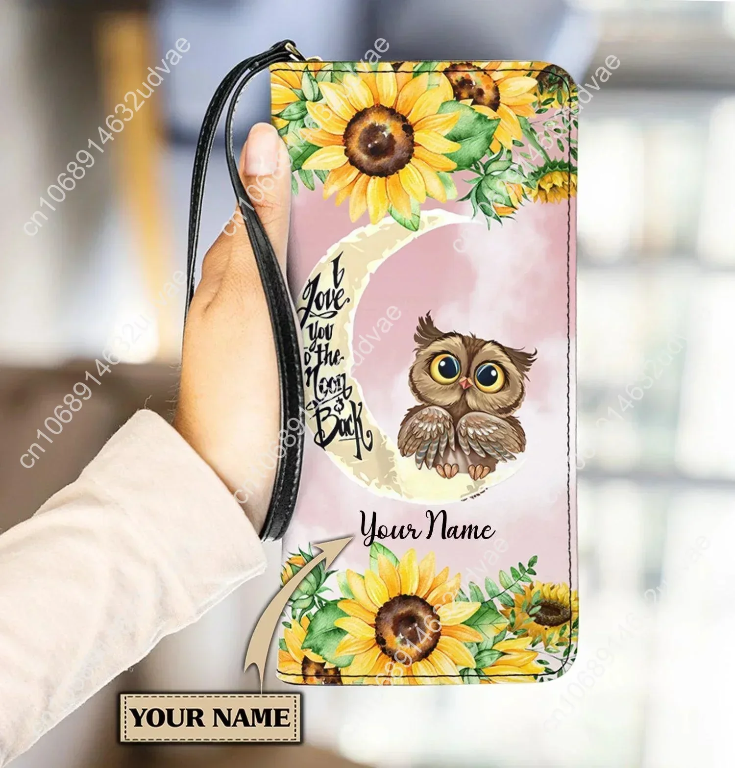 Personalized Owl Print Woman Long Wallets Leather Wristlet Money Bag Female Ladies Multifunction Card Holder Small Purse Mujer