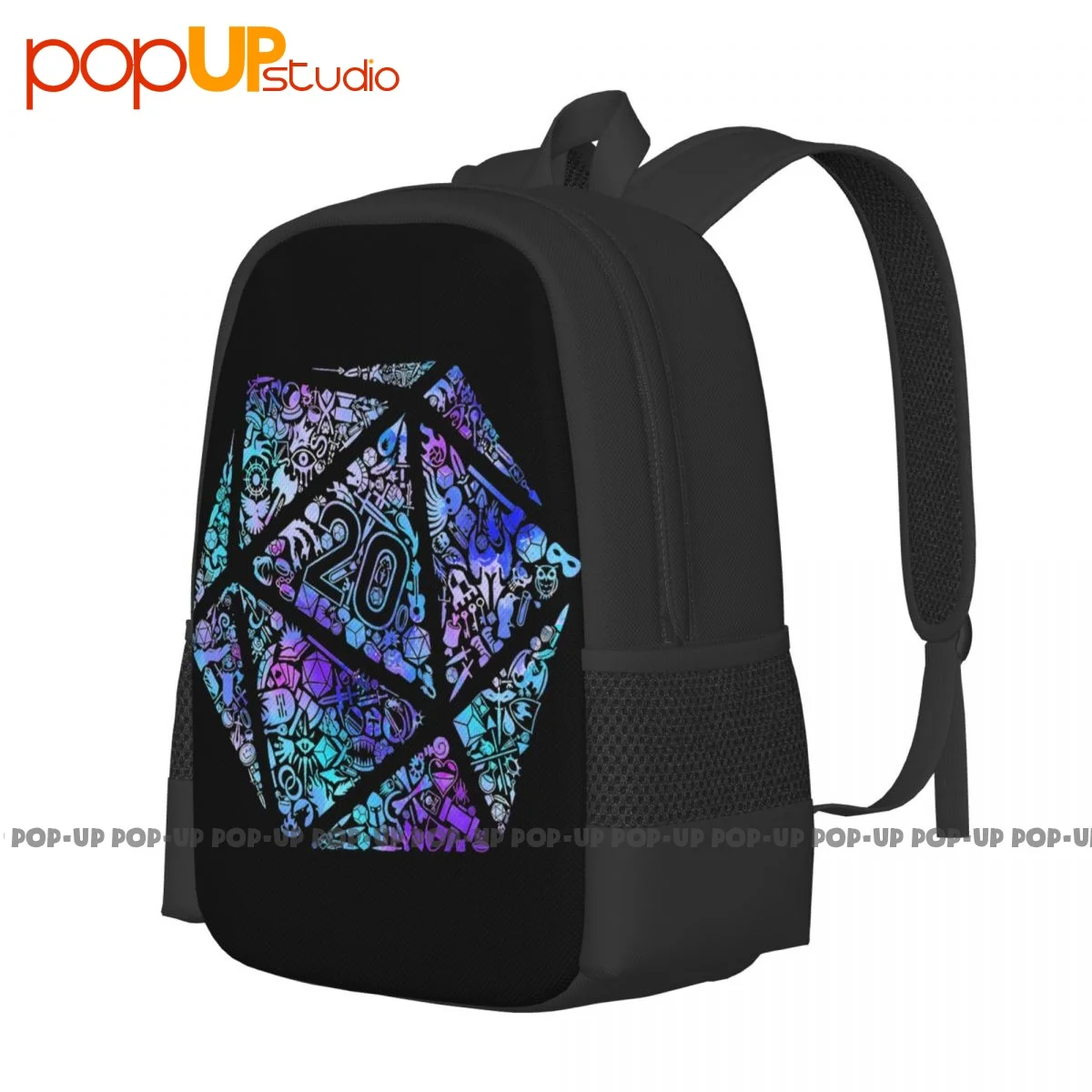 Colorful Mosaic D20 Dnd Dungeon Dragon Backpack Large Capacity Fashion Swimming Gym Tote Bag Riding Backpack