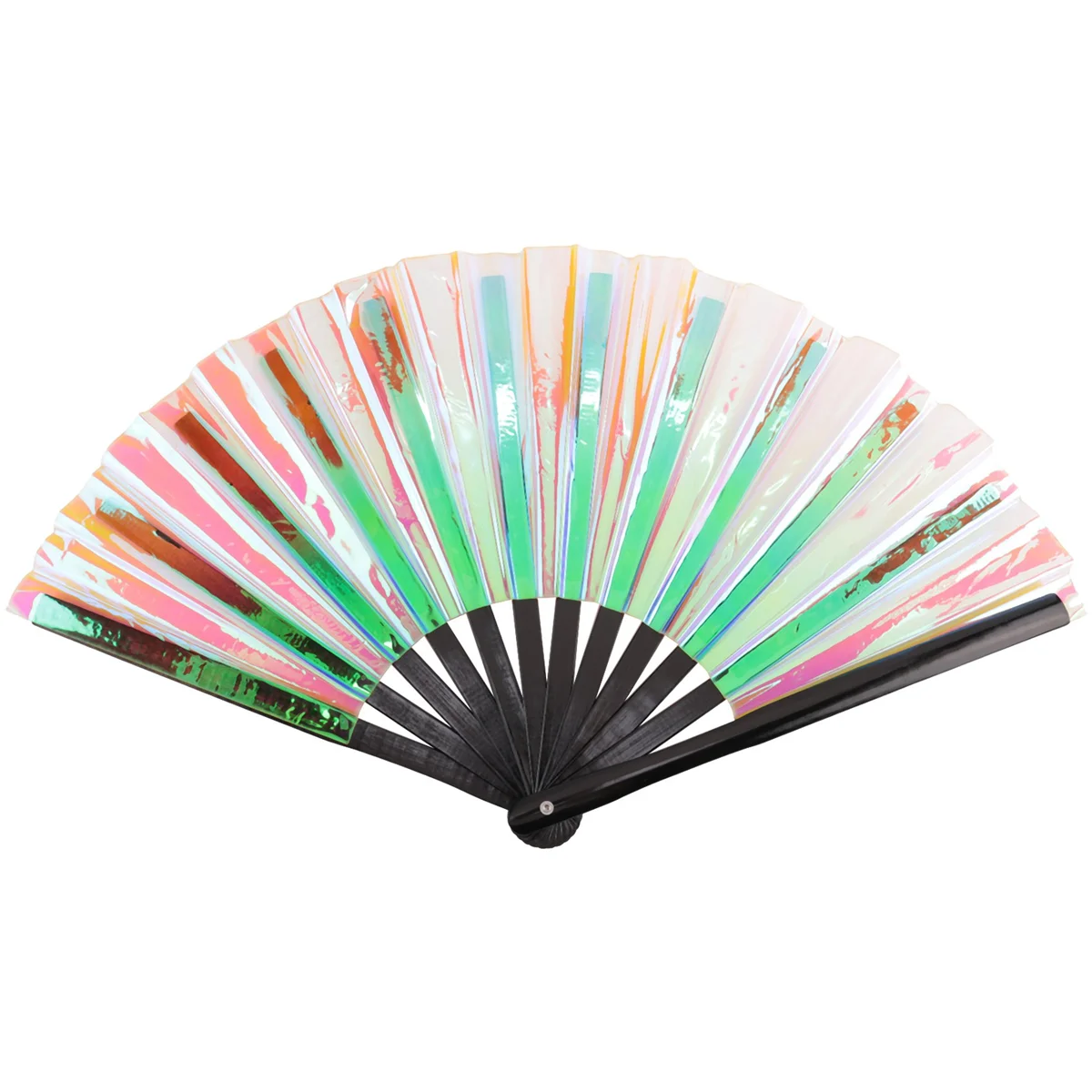 

4Pcs Hand Fan Foldable Holographic Fan Bamboo Folding Hand Fan for Burlesque Music Festival Women Men Rainbow Pride