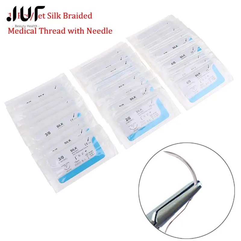 6/12Pcs 2/0 3/0 4/0 5/0 Polypropylene Monofilament Medical Needle Suture Nylon Monofilament Thread Suture Practice Kit