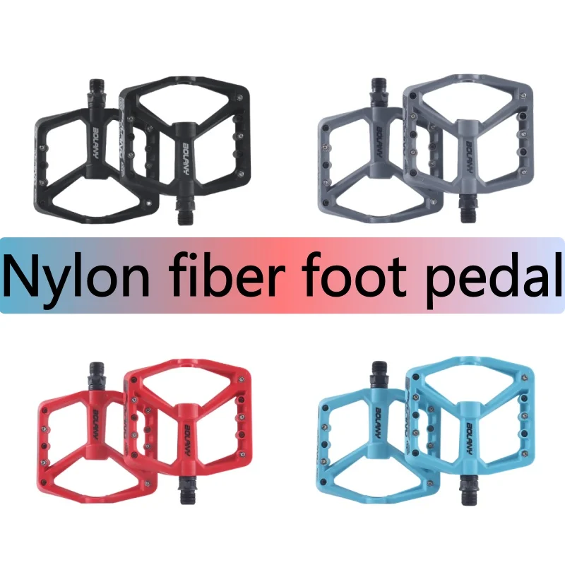 

Nylon Bicycle Pedals 14mm Thread Black Red Grey Blue DU Bearings Anti-slip Bike Wide Pedal for Mtb Bicycle Pedals with Cleats