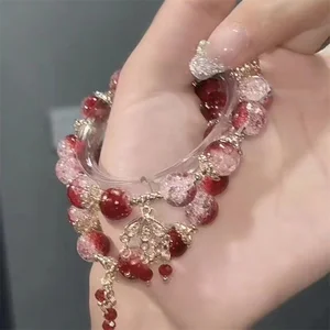 سوار كريستال الفشار الأخضر البسيط للنساء ، الكورية ، الزهرة ، الثعلب ، الريش ، أساور الشرابة ، هدايا الصداقة ، المجوهرات ، الفتيات أعلى 6 مبيعات لمصائد الثعلب - رقم 1