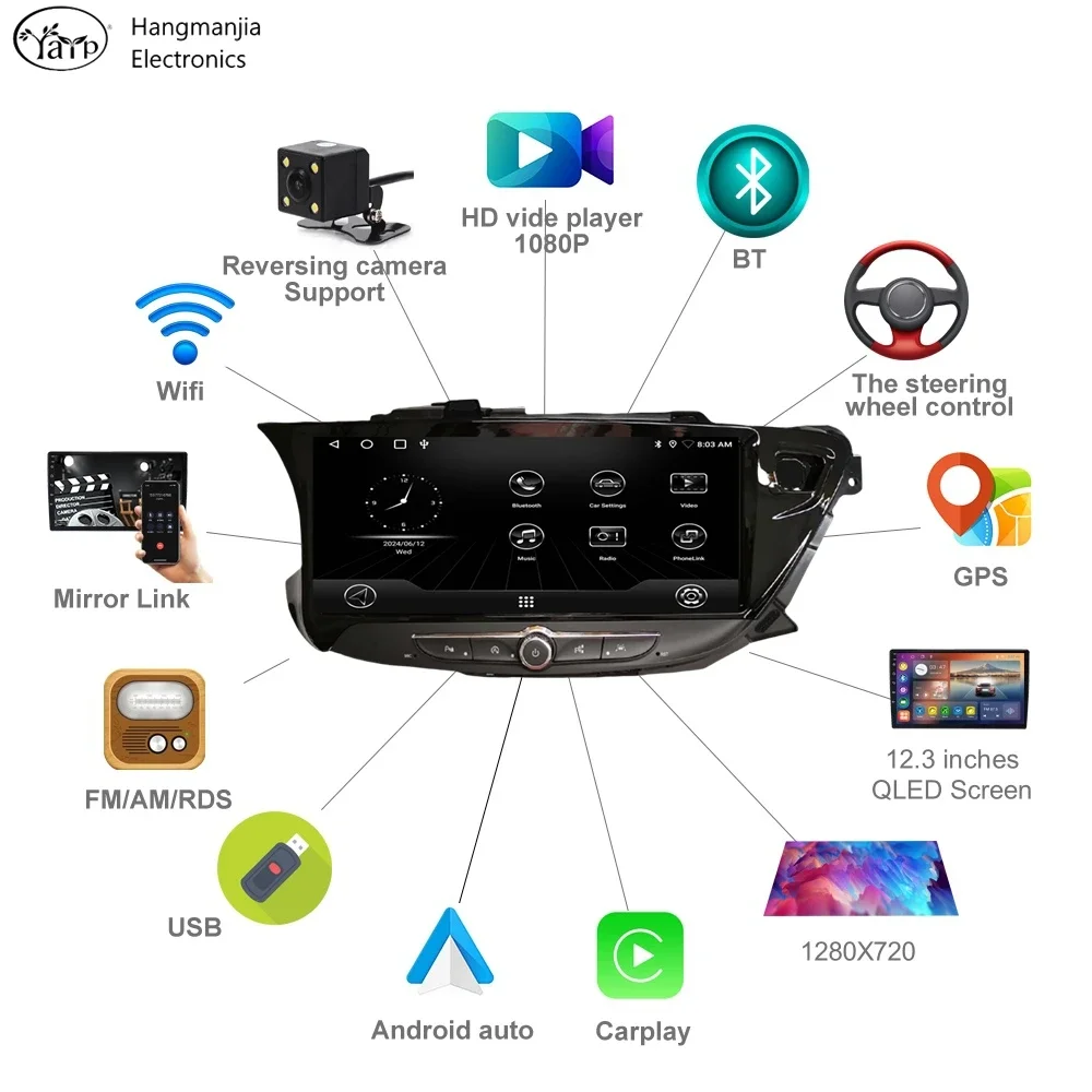 Hangmanjia-Autoradio Android 13, navigation GPS, Carplay, lecteur stéréo, sans DVD, pour voiture Buick Envision (2014-2017)