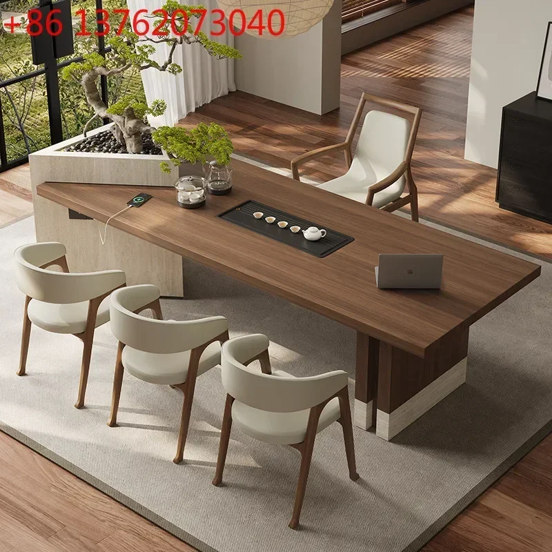 Rock slab tea table tea tray integrated large slab embedded tea set  table a complete set of combinations