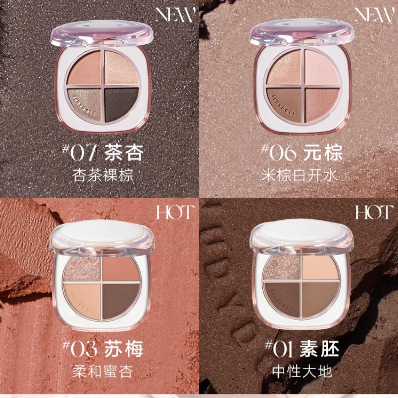 Judydoll 2025 nova paleta de sombra de quatro cores fosco baixa saturação terroso shimmer glitter diário luz natural maquiagem dos olhos