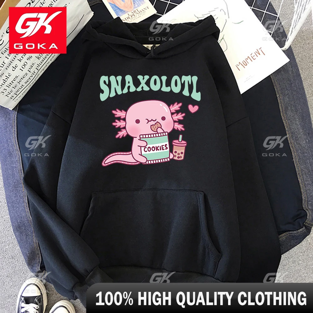 Cute Snaxolotl Snack A Lotl Like The Axolotl Hoodie Womens Harajuku Aesthetic Hoodies Unisex Autumn Winter Pullovers Sweatshirts