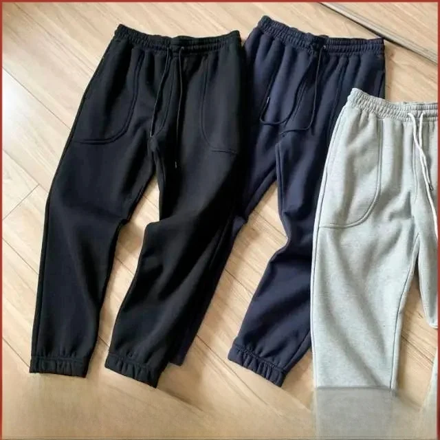 

Winter Thiened Fce Lined Trousers Men's Basic Casual Pants Youth Faion Urban Sle Pure Color Dstring Comfortable