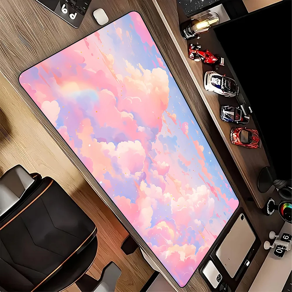 

New Cloud Art Mouse Pad Pink Sky Space Mouse Pad Computer Gaming Mousepad Keyboard Pads Large Table Carpet Rubber Mouse Mat