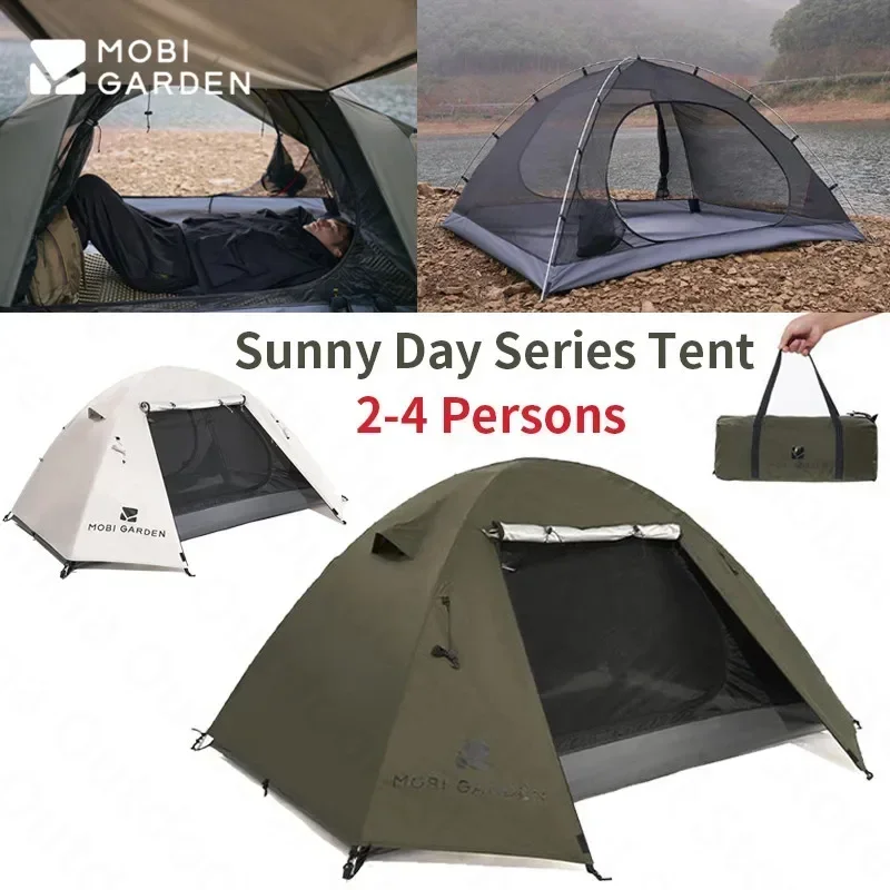 

MOBI GARDEN Sunny Day Series 2-4 Persons Camping Tent Folding Large Space Outdoor Hiking Tent Anti-Rainstorm 7001 Aluminum Rod