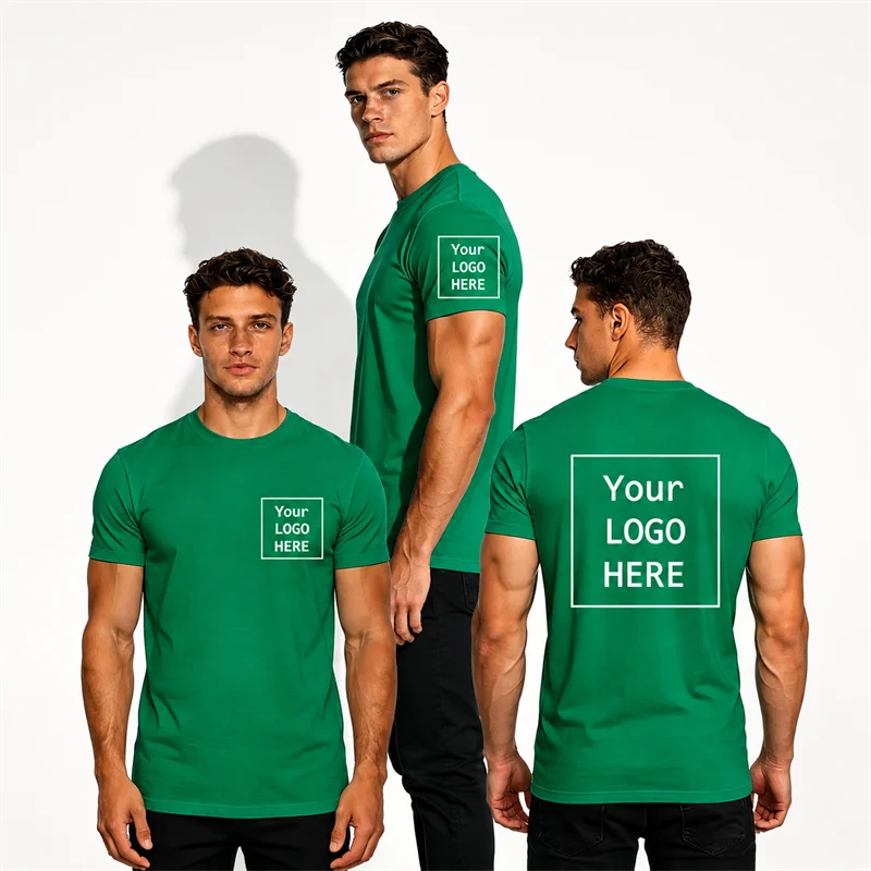 Custom Logo Streetwear T Shirt Men fashion Short Sleeve Crew Neck Personalized photo Casual Urban Tee Fashion Summer Top New