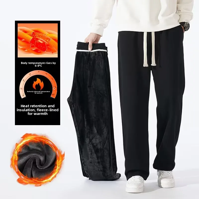 

ex Casual Straight Leg Wide Leg Pants American Sle Autumn Winter New Arrival Comfortable Warm Polyester Fiber