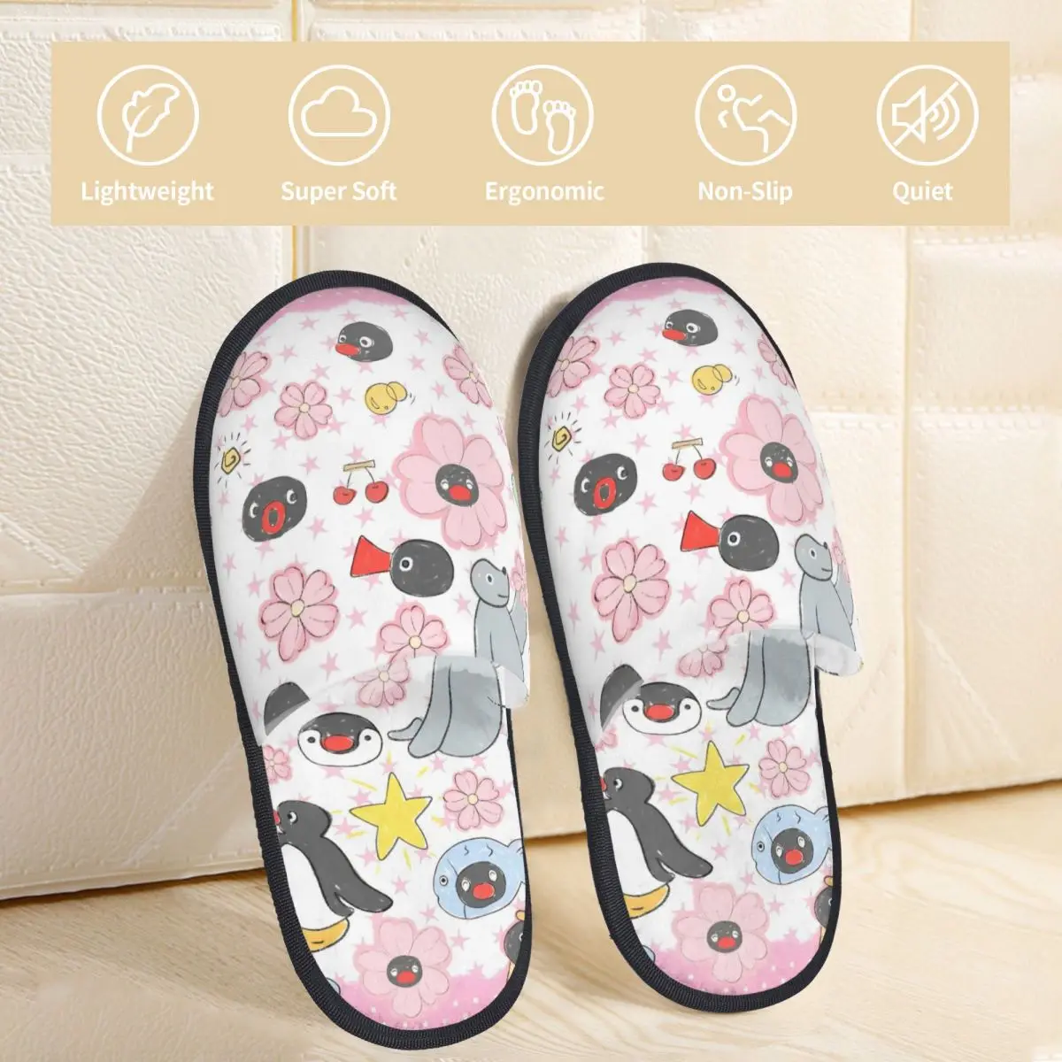 شبشب Noot Pingu Furry غير قابل للانزلاق على شكل بطريق كرتوني مريح من إسفنج الذاكرة في الداخل #2