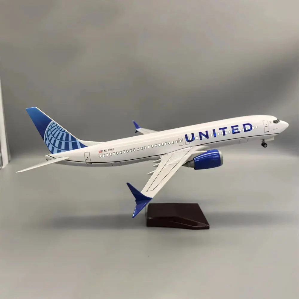

1/85 Scale Home Decoration Luxury 47CM B737-800 United Airlines Aircraft Model with Base Landing Gear Resin Aircraft Model